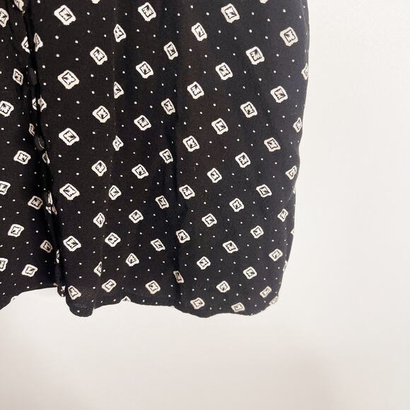 LOFT Medium Black Cream Printed Button Front V Neck Tank Top Camisole Ann Taylor - Picture 4 of 6